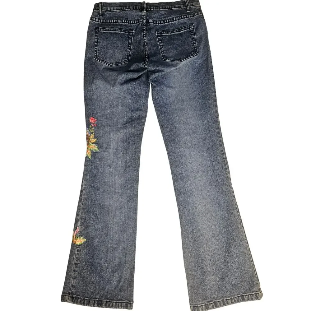 Vintage Willi Smith Paisley Jeans Embroidered Y2K Bootcut Sz 10 - Picture 6 of 8